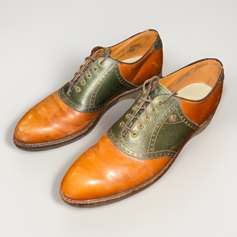 FootJoy Classics 55848 Men's Brown Green Leather Golf Shoes Handcrafted Size 10
